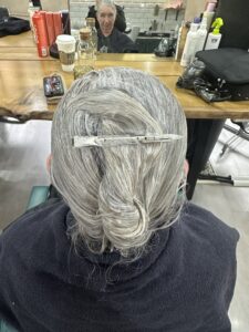  lady with toner on her hair 