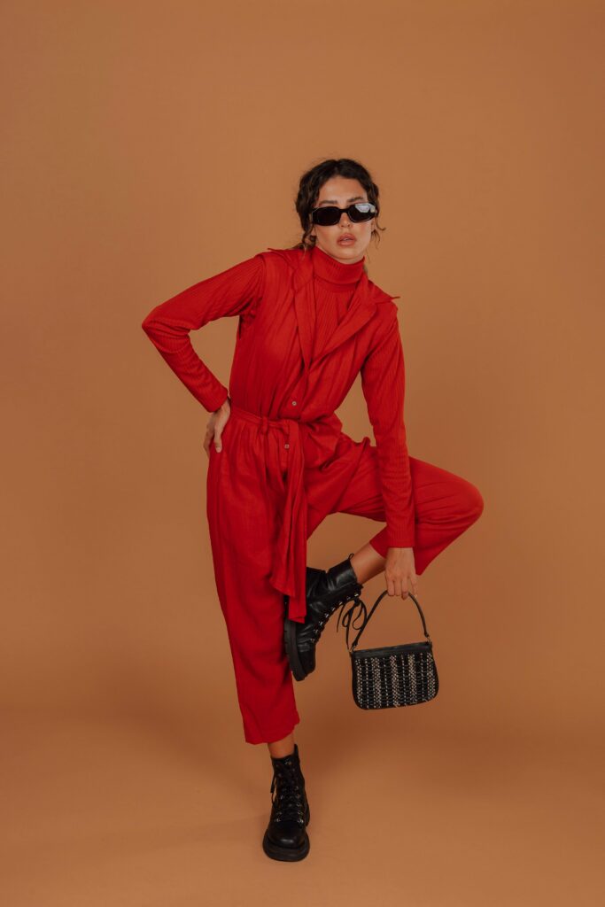model in red